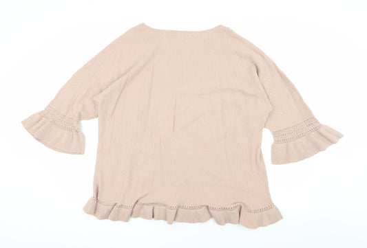 Laura Ashley Women's Beige Pullover Jumper, Size 16, 3/4 Sleeve