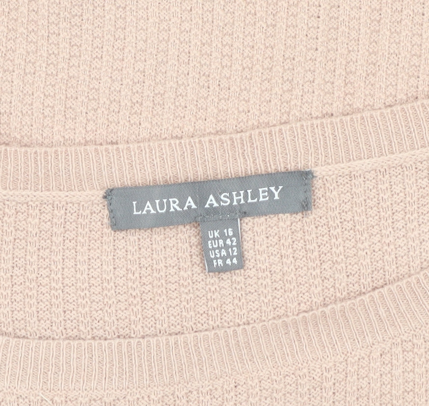 Laura Ashley Women's Beige Pullover Jumper, Size 16, 3/4 Sleeve