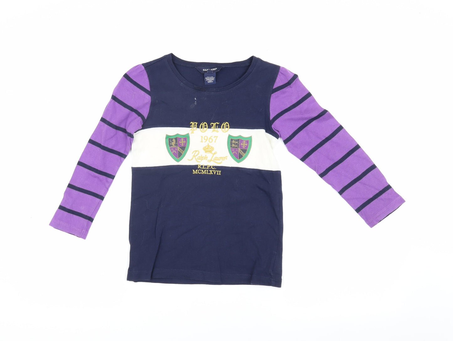 Ralph Lauren Women's Blue Striped Jersey T-Shirt Size 6