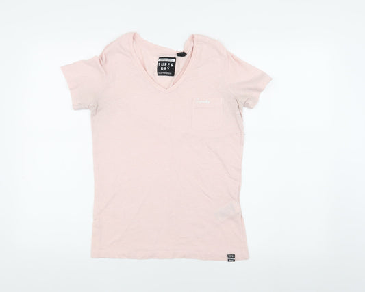 Superdry Women's Pink V-Neck T-Shirt UK 6