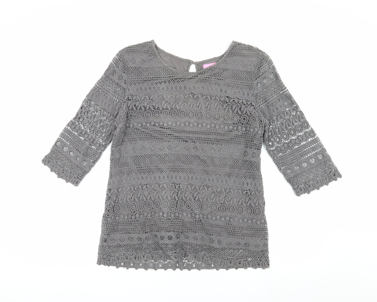 Joules Women’s Grey Crochet Blouse, Size 10, Casual Style