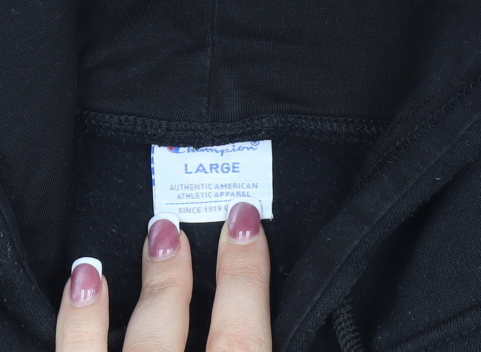 Champion Men's Black Pullover Hoodie - Size L