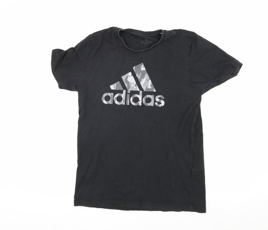 Additional front view of Adidas Men's Black Graphic Print T-Shirt M