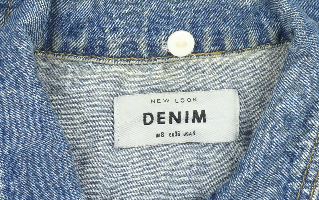 New Look Women's Blue Denim Cropped Jacket, Size 8, Casual