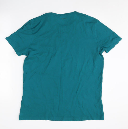 BOSS Men's Green XL Crew Neck T-Shirt with Logo