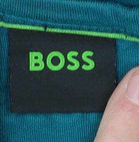 BOSS Men's Green XL Crew Neck T-Shirt with Logo