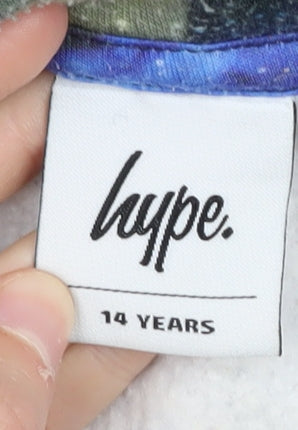 Brand and care label for Hype boys’ multicoloured 14 years pullover hoodie
