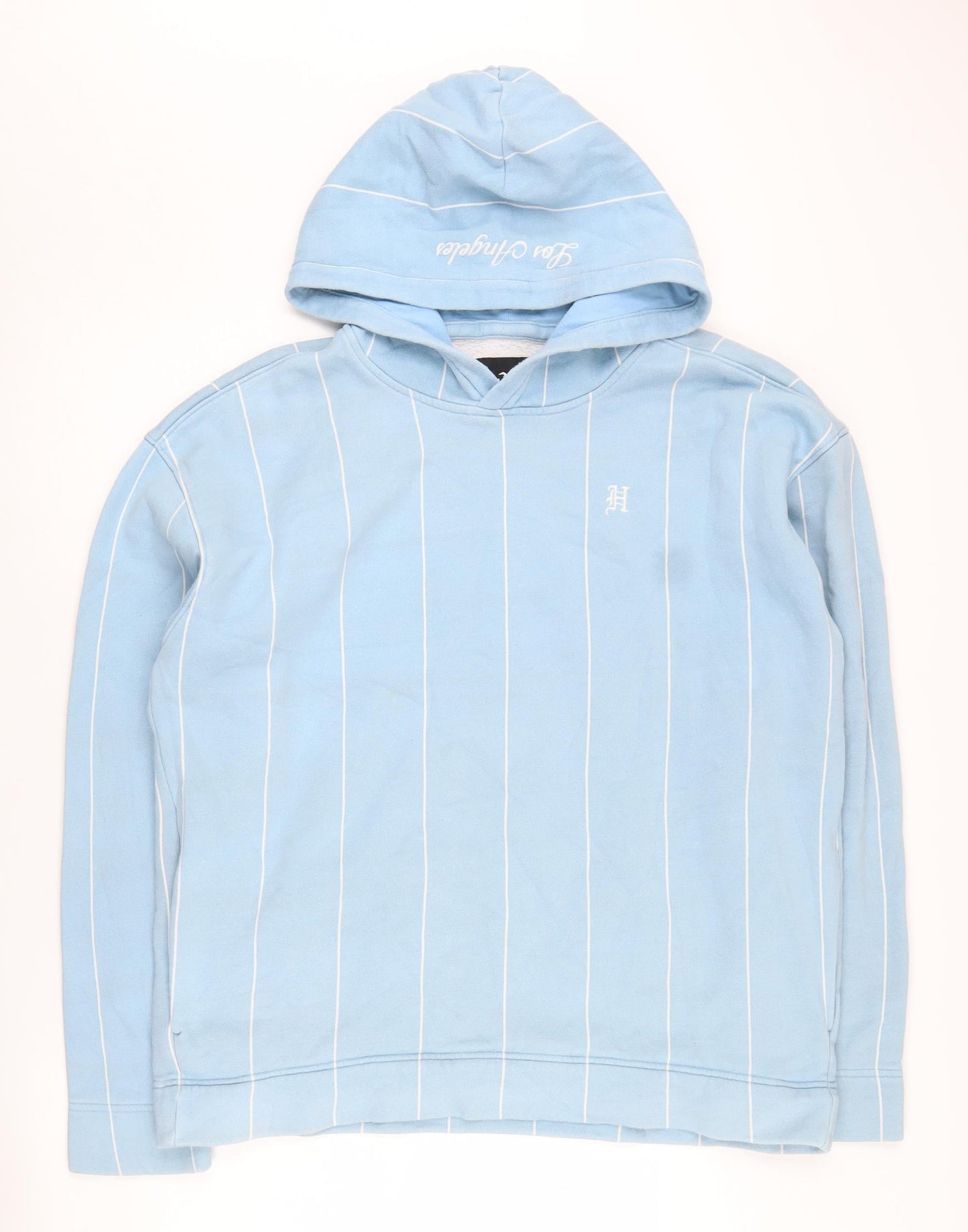 Hollister Men's Blue XL Striped Pullover Hoodie