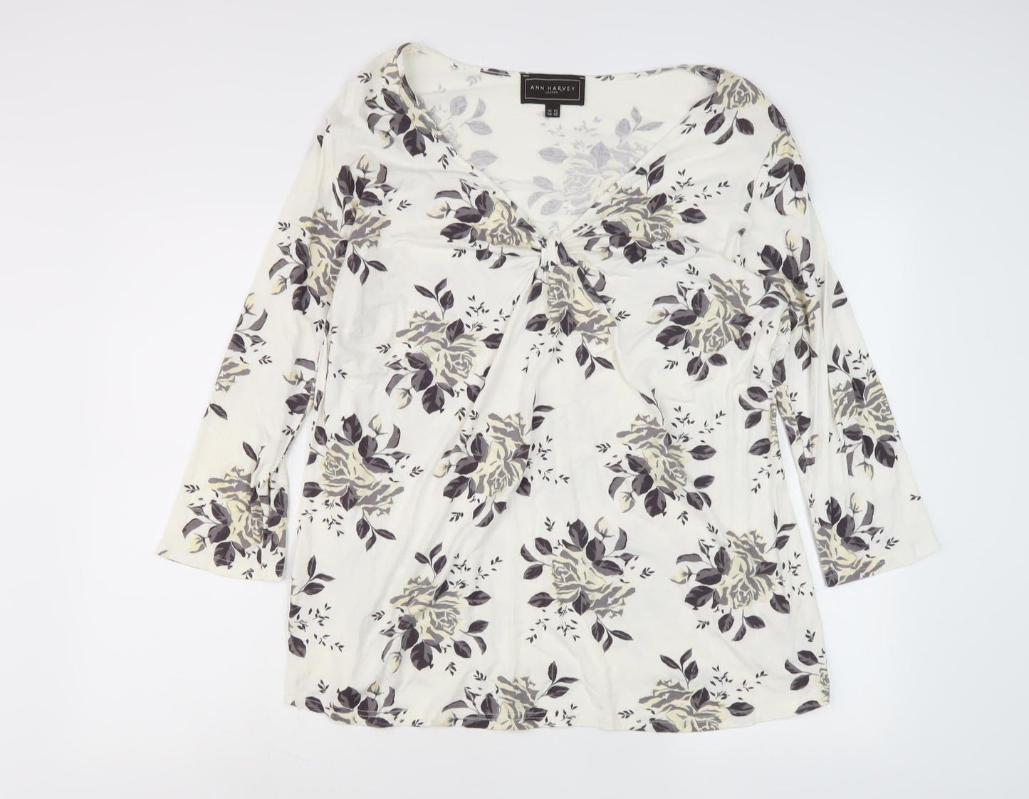 Ann Harvey Women's Floral Top 3/4 Sleeve Size 16