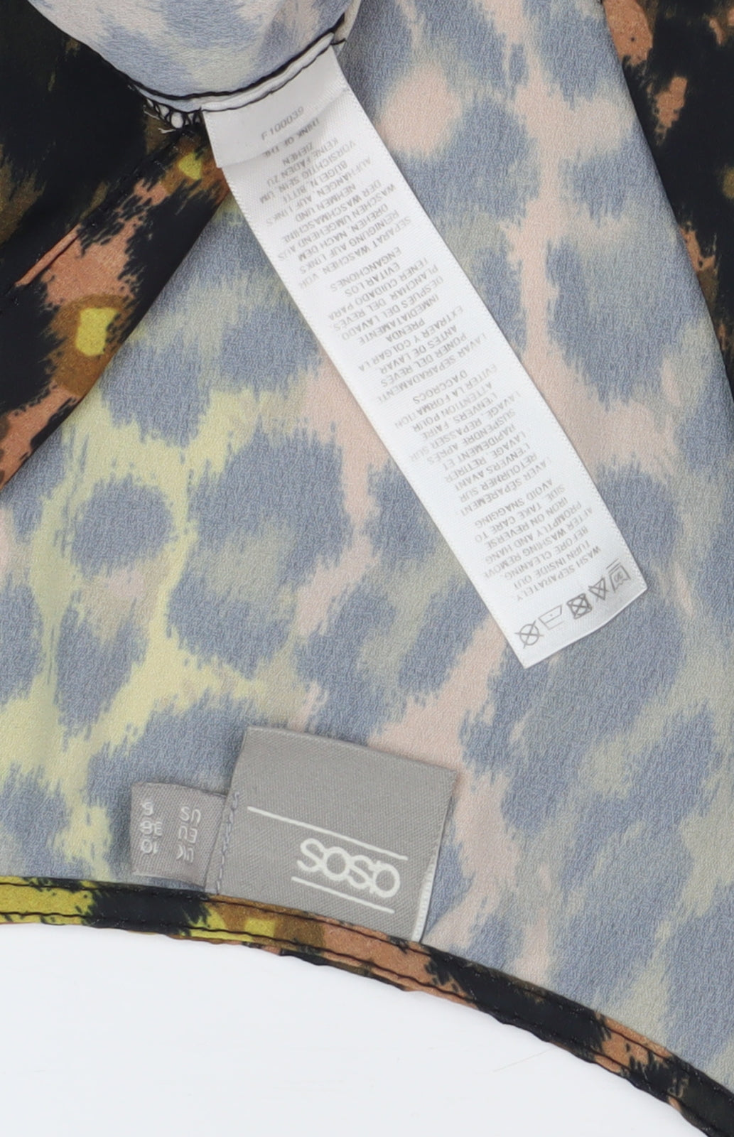 Brand and care label for ASOS Women's Multicoloured Kimono Blouse S