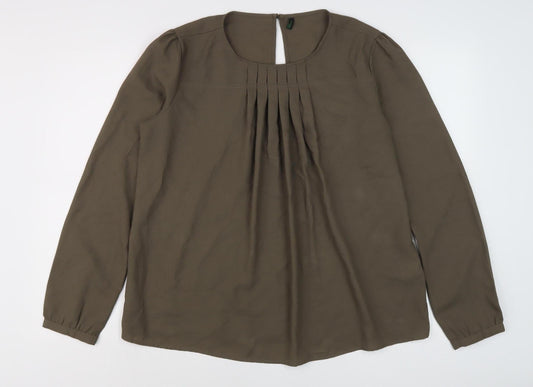 Womens UK Size 1 Benetton Brown Viscose Blouse