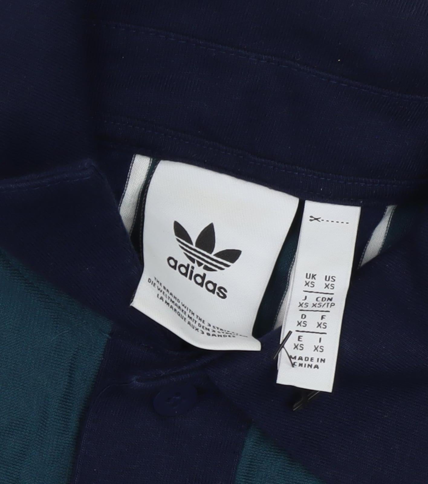 Adidas Unisex Green Striped XS Polo Shirt