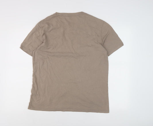 AllSaints Beige Crew Neck T-Shirt, L, Regular Fit