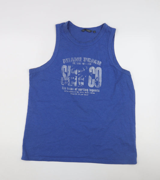 Additional front view of Lee Cooper Men's Blue Sleeveless Surf T-Shirt XL
