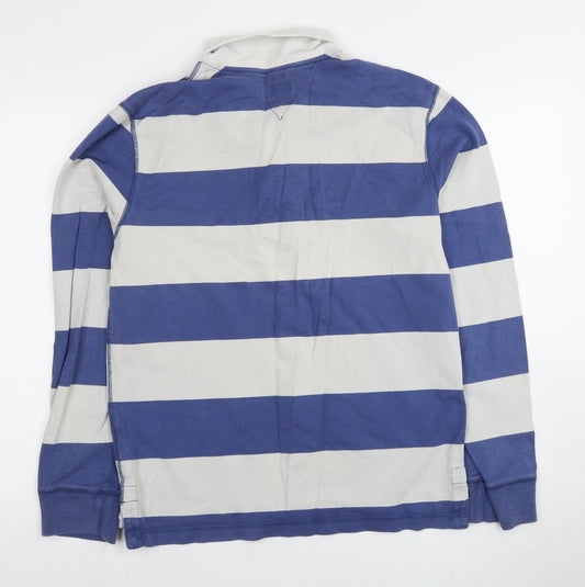 Tommy Hilfiger Men's Blue Striped Polo, Medium