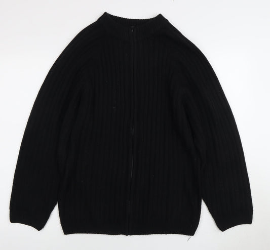 Champion Men's Black Full Zip Jumper - Size L, Chunky-Knit