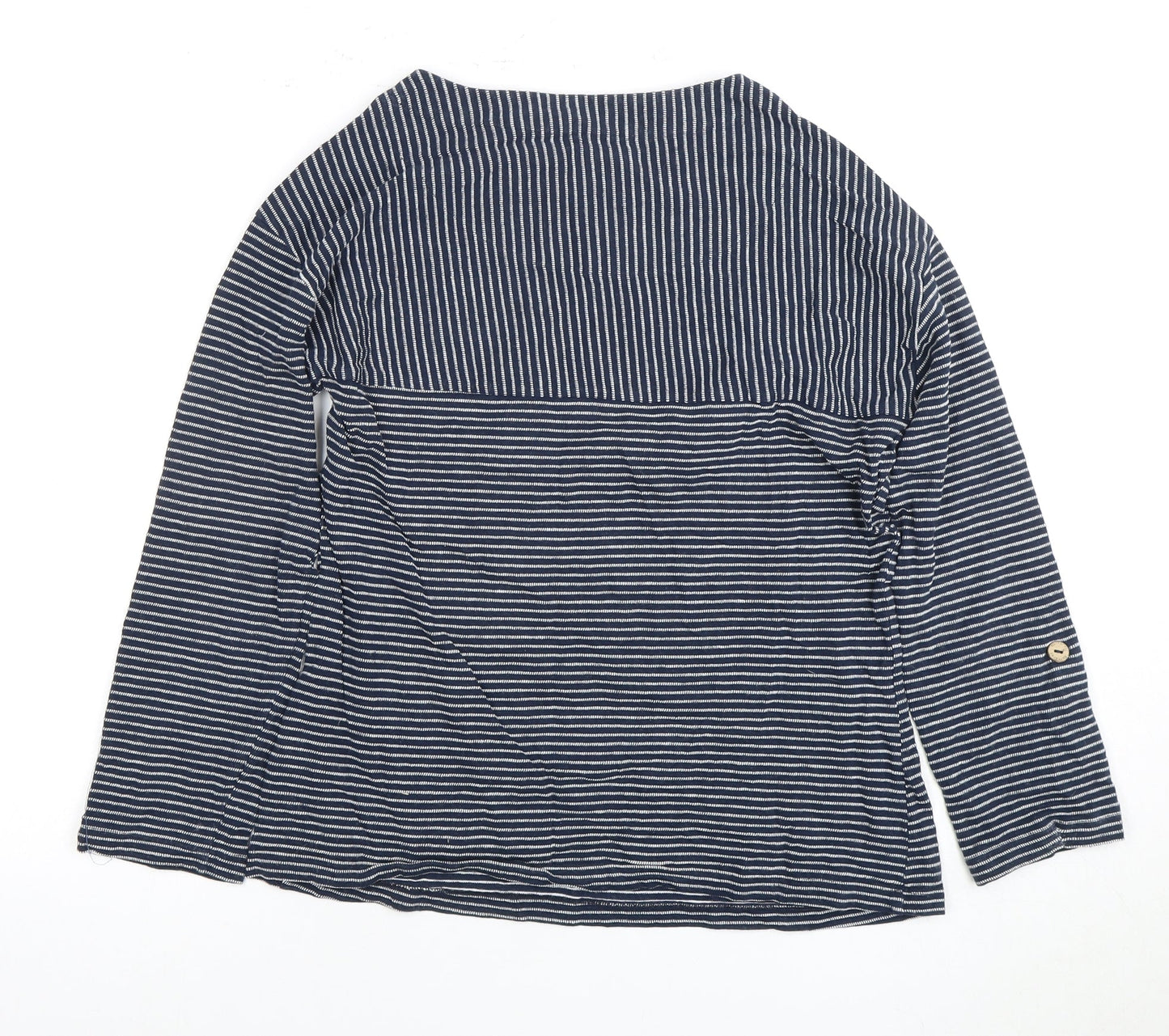 White Stuff Women's Blue Striped Jersey Top Size 10