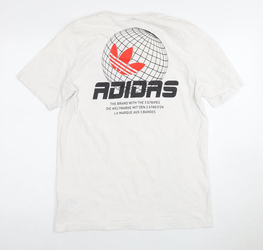 Adidas Men's White Graphic Print T-Shirt Size M