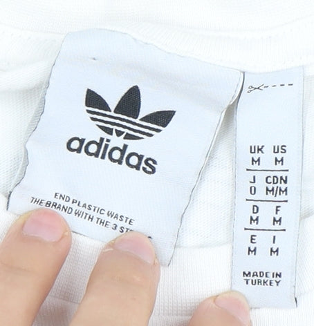 Adidas Men's White Graphic Print T-Shirt Size M