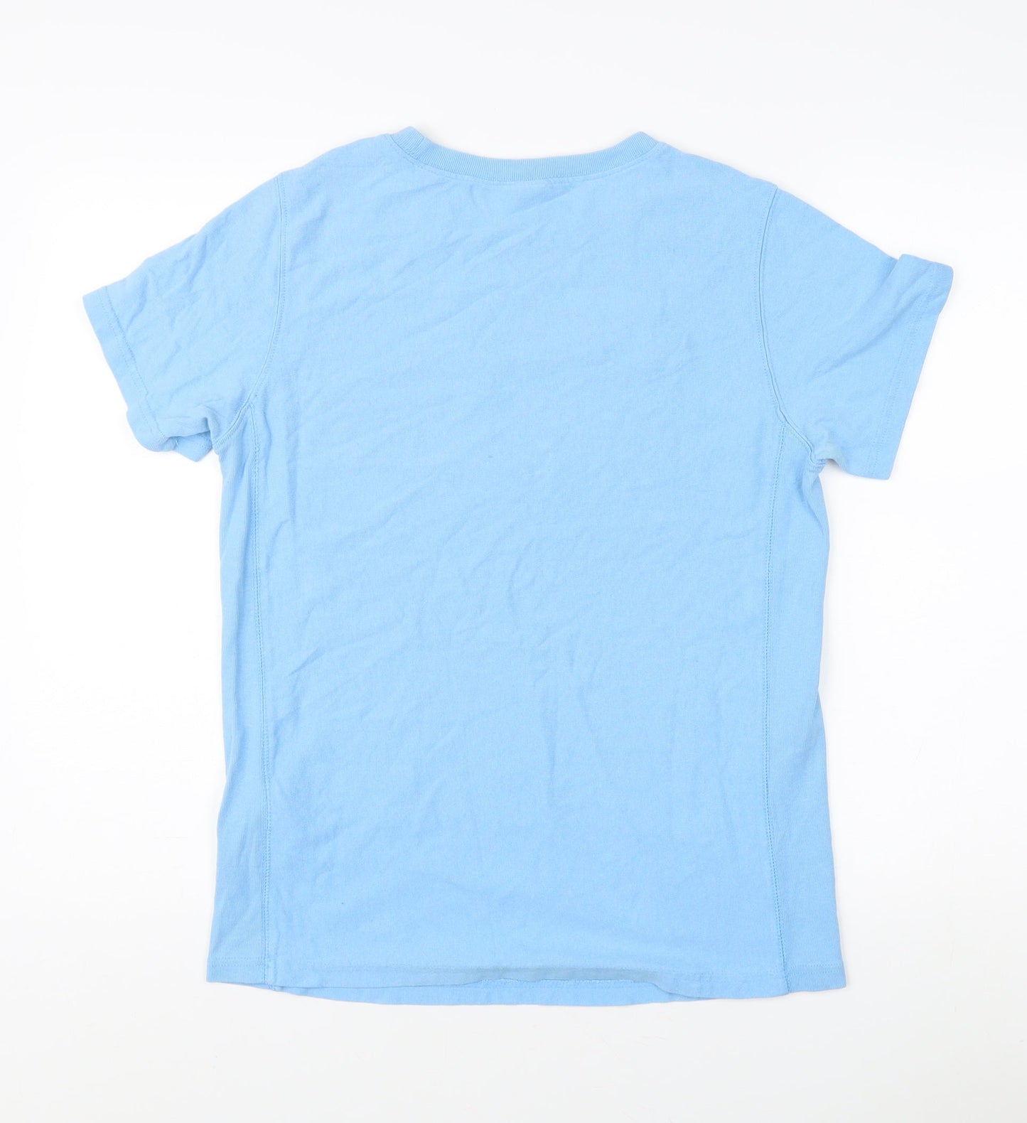 Champion Men's Blue Cotton T-Shirt, L, Embroidered, Casual