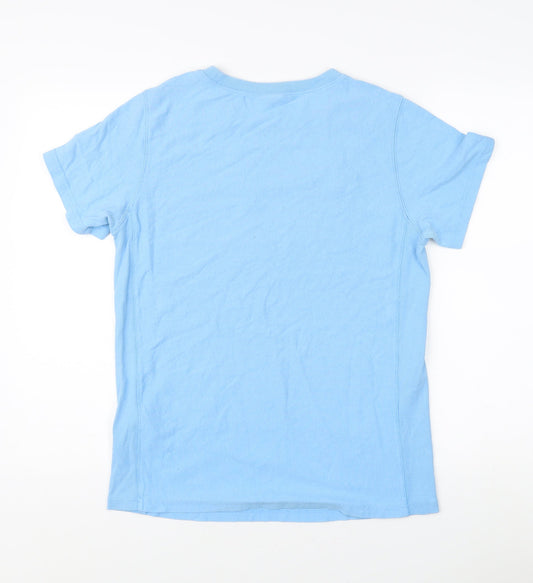 Champion Men's Blue Cotton T-Shirt, L, Embroidered, Casual