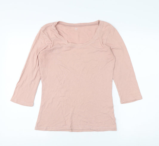 Gap Women's Pink 3/4 Sleeve Basic T-Shirt - M