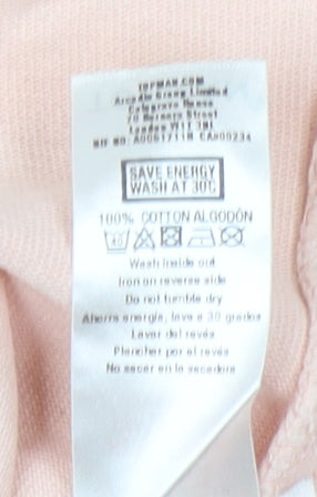 Unisex Adultss UK Size S Topman Pink Cotton T-Shirt