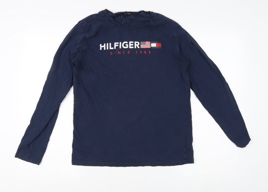 Tommy Hilfiger Men's Blue Long Sleeve T-Shirt Organic Cotton