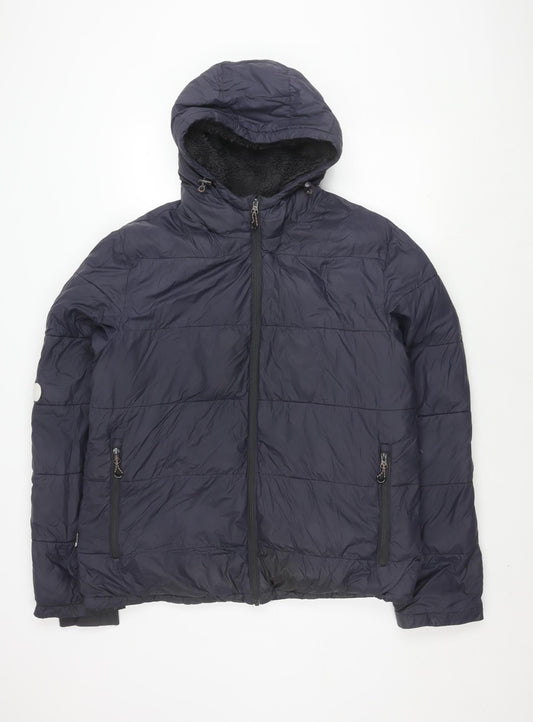 Trespass Men's Blue Puffer Jacket L Casual Hooded