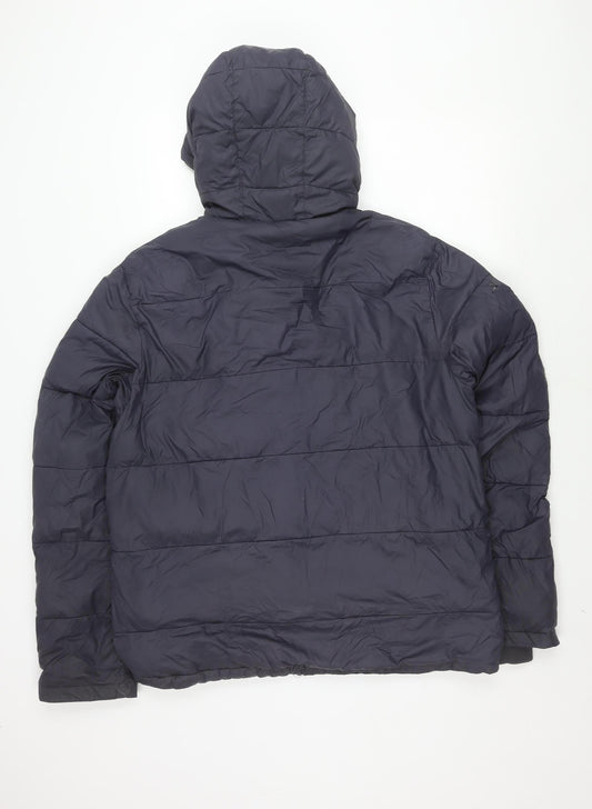 Trespass Men's Blue Puffer Jacket L Casual Hooded