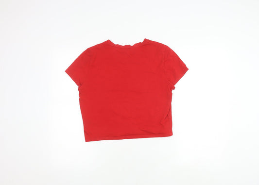Womens UK Size M Monki Red Cotton T-Shirt