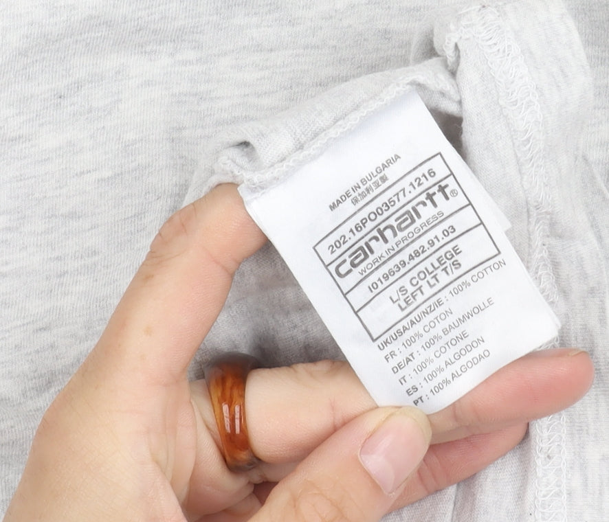 Carhartt Men's Grey Long Sleeve Cotton T-Shirt M