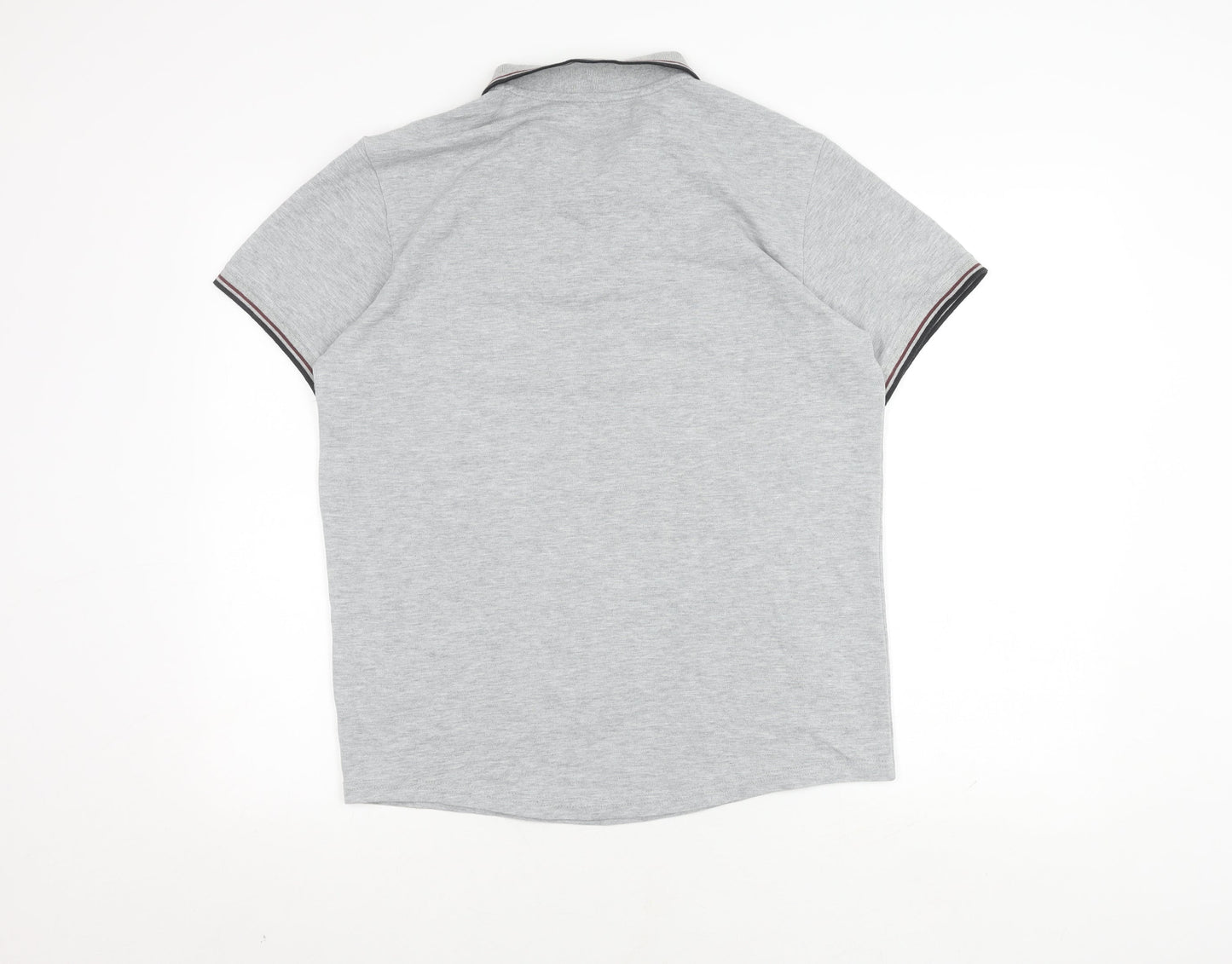 Firetrap Men's Grey Polo Shirt, Medium, Short Sleeve