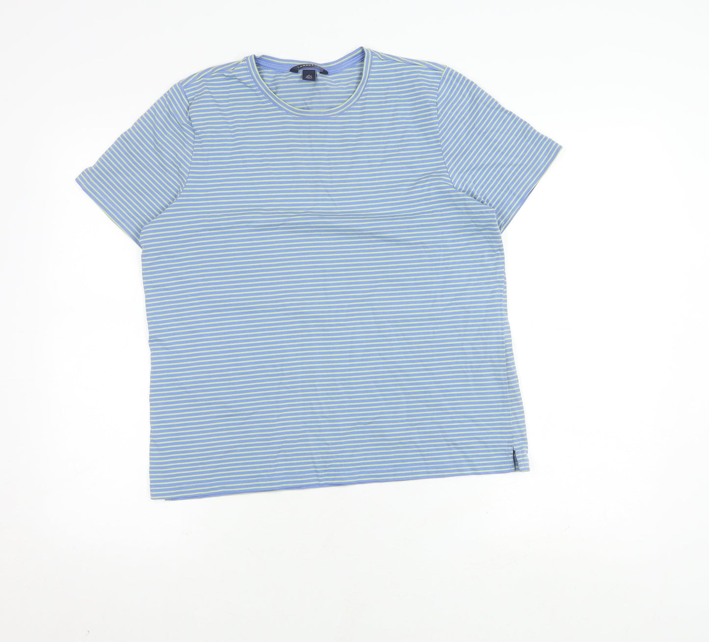 Lands' End Women's Blue Striped Cotton T-Shirt M