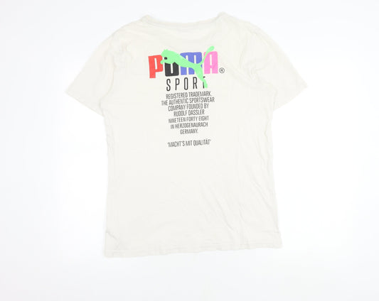 Mens UK Size S PUMA White Cotton Blend T-Shirt