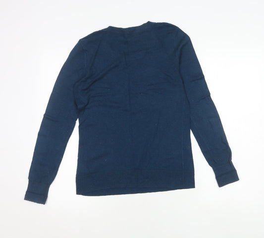 Calvin Klein Women's Blue Pullover Jumper, Size S, Logo Knit