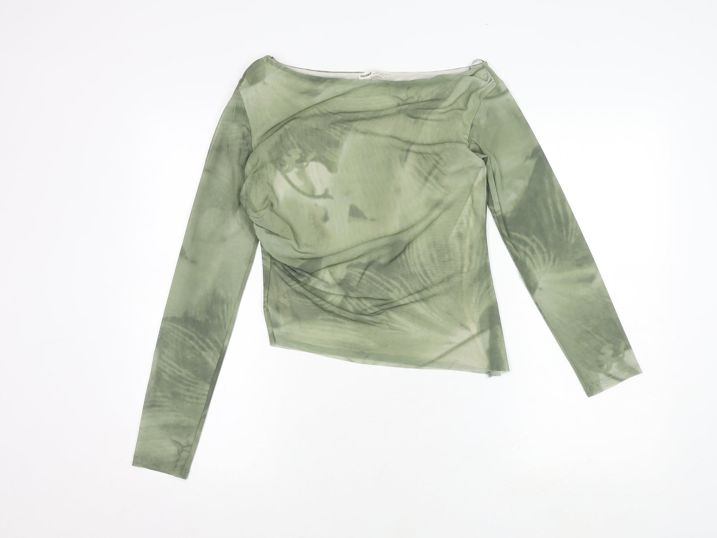 Pull&Bear Women's Green Mesh Blouse, Size M