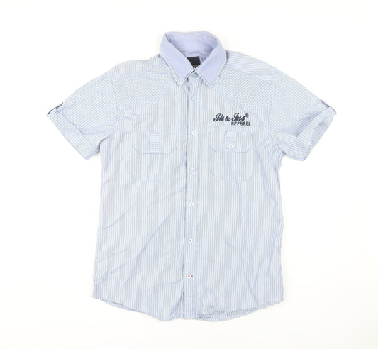 Jack & Jones Men's Blue Striped Short Sleeve Shirt M