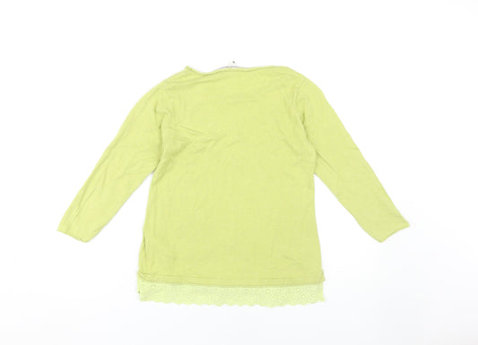 Womens UK Size 8 White Stuff Green 100% Cotton T-Shirt