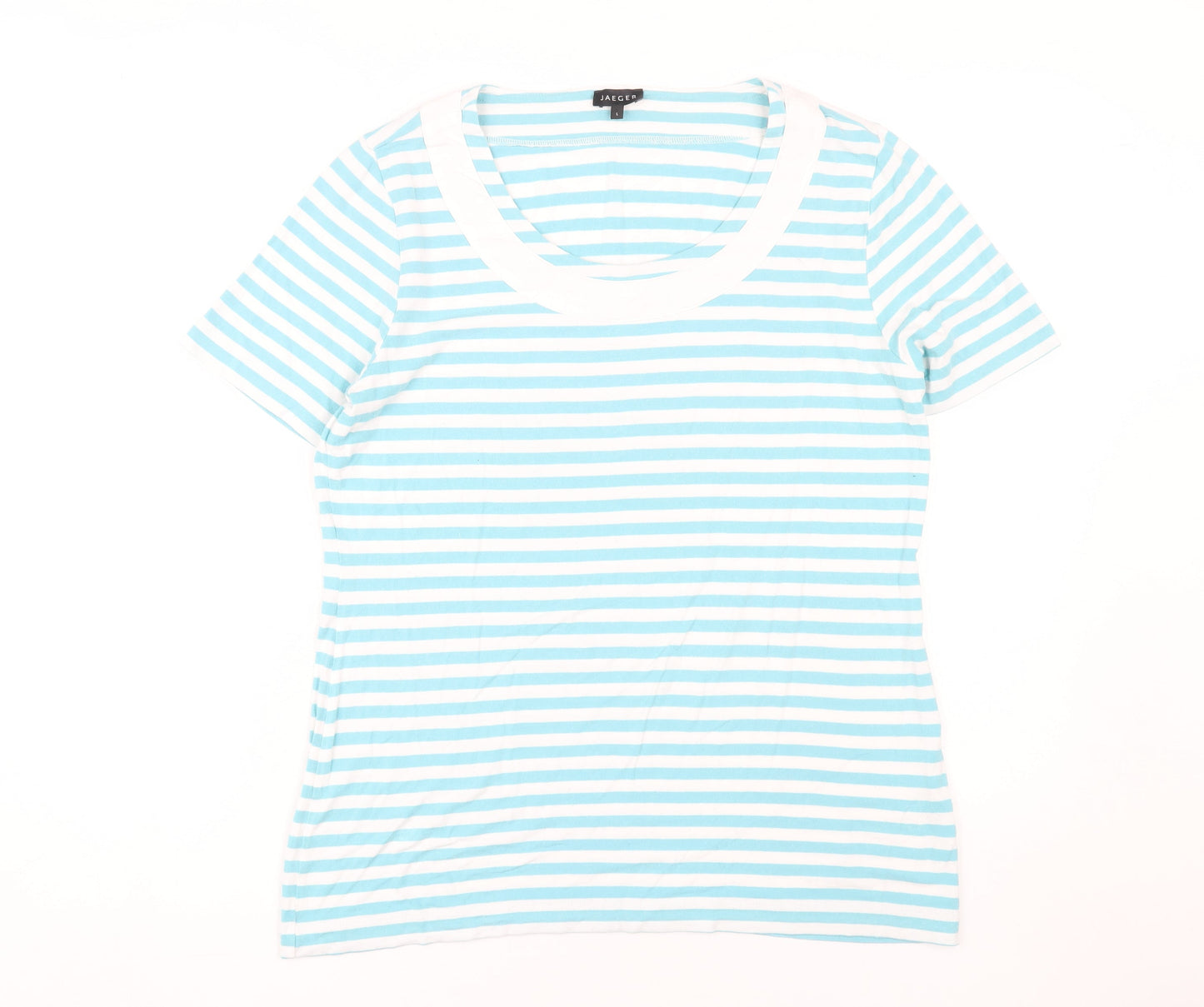Jaeger Women's Blue Stripe T-Shirt, Size L, Casual Style
