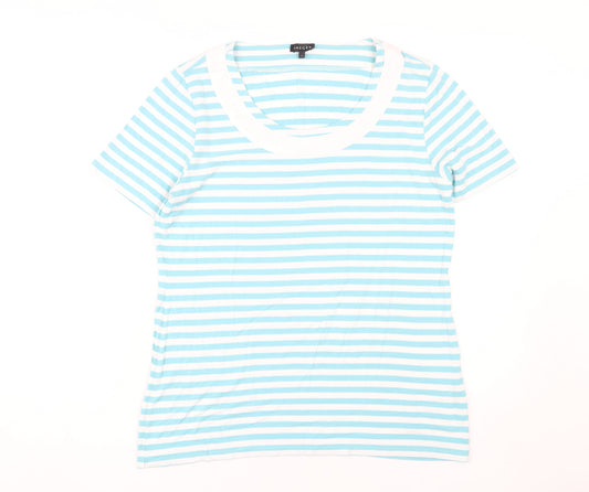 Jaeger Women's Blue Stripe T-Shirt, Size L, Casual Style