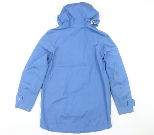 Joules Women's Blue Waterproof Hooded Raincoat Size 8