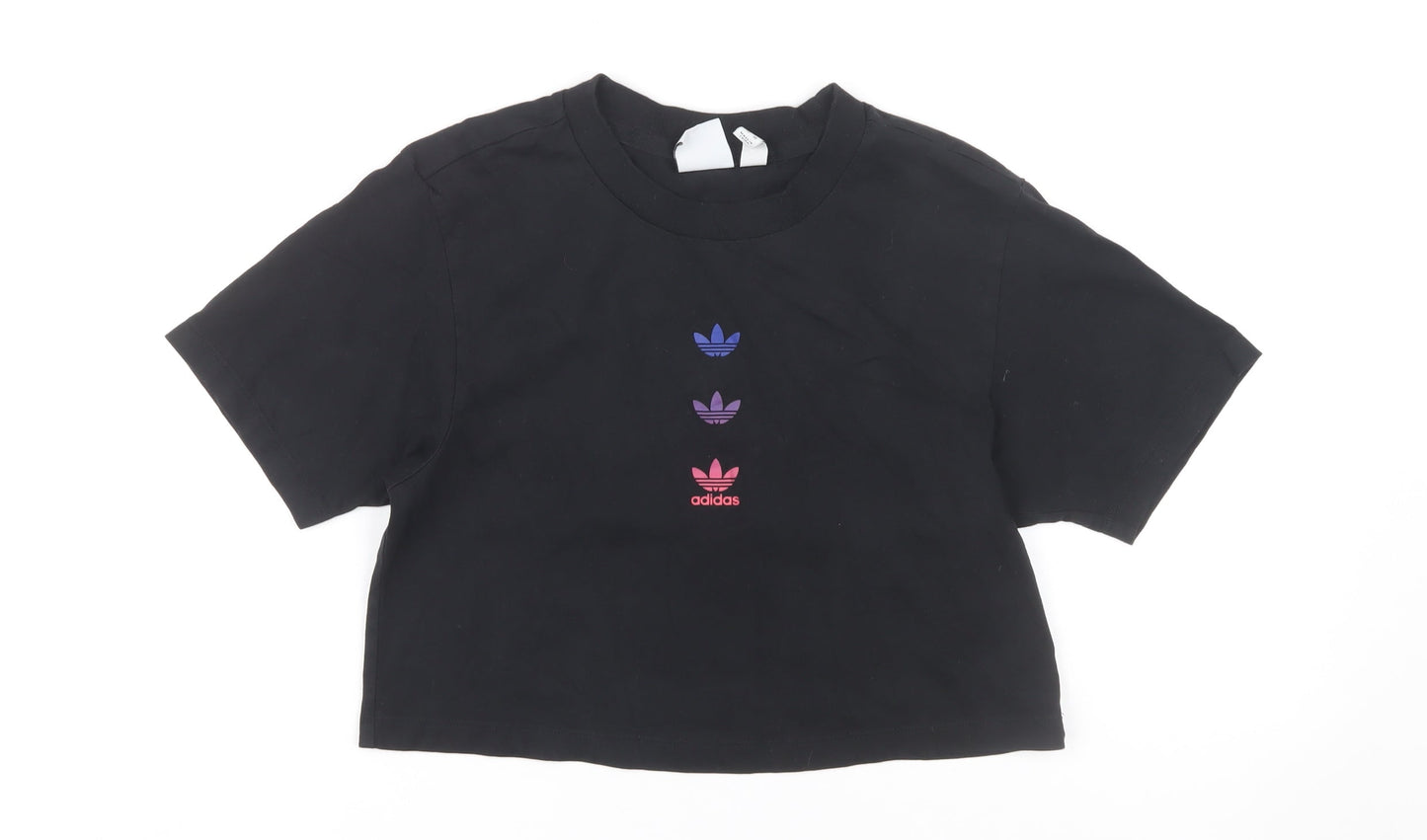 Adidas Women's Black Cropped T-Shirt Size 6