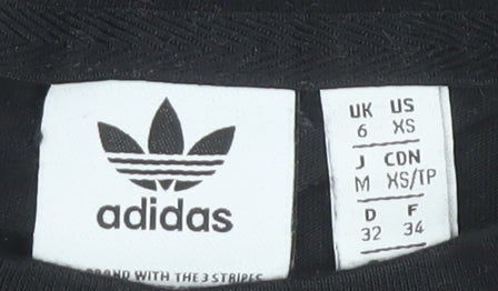 Adidas Women's Black Cropped T-Shirt Size 6