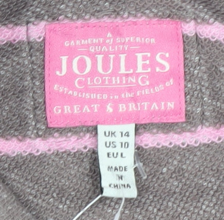 Joules Women's Grey Pink Striped Jumper Size 14