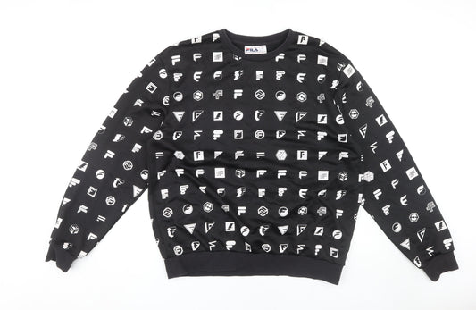 Fila Men's Black Pullover Sweatshirt L Logo