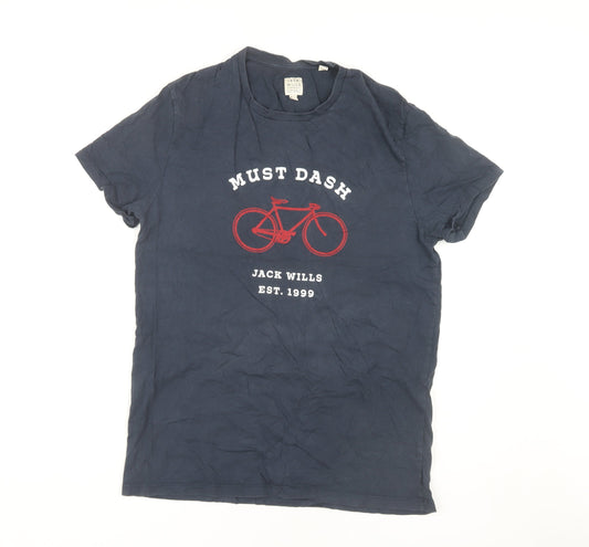 Jack Wills Men's Blue Medium Bicycle Graphic T-Shirt