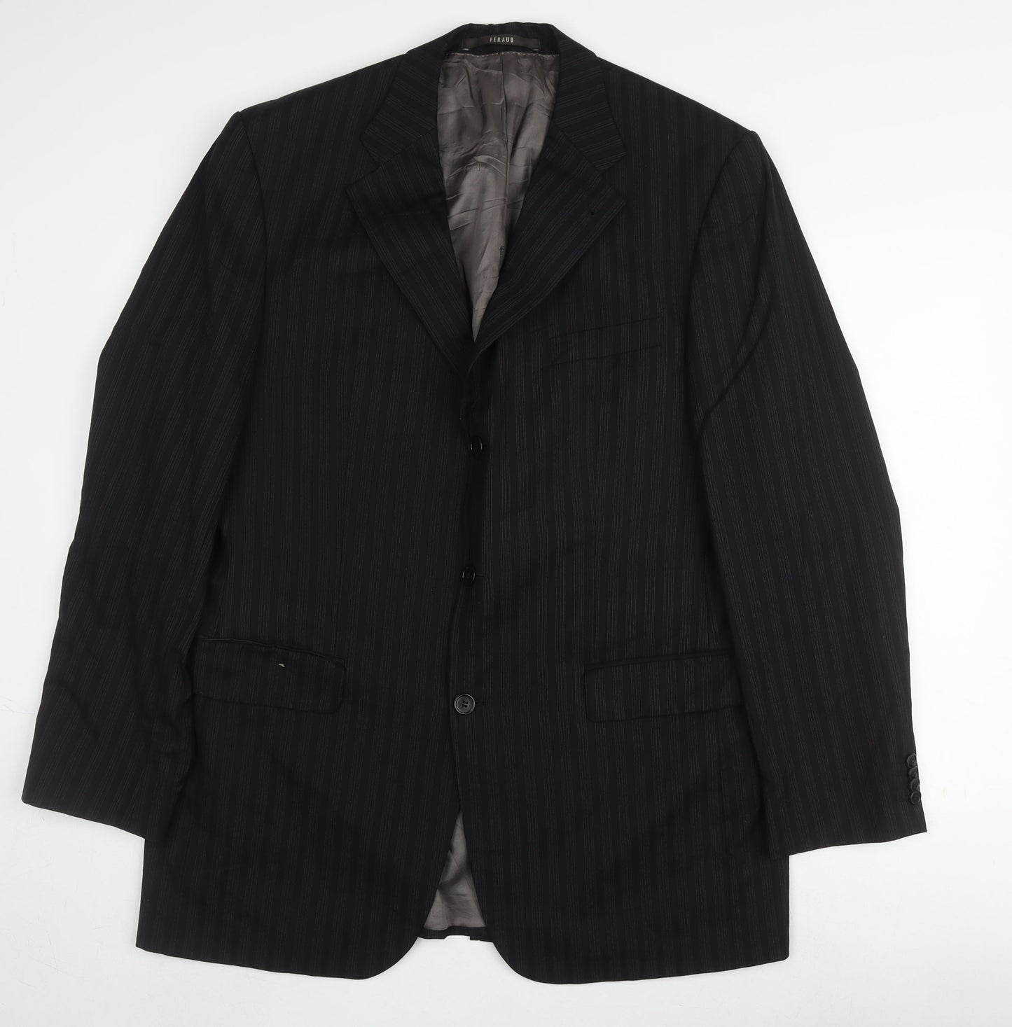 Féraud Men's Black Wool Striped Blazer Size 42