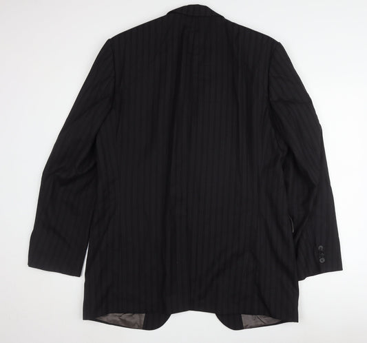 Féraud Men's Black Wool Striped Blazer Size 42