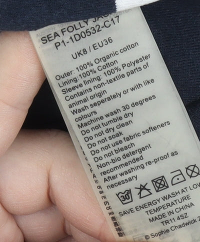 Seasalt Women’s Blue Hooded Duffle Jacket Size 8
